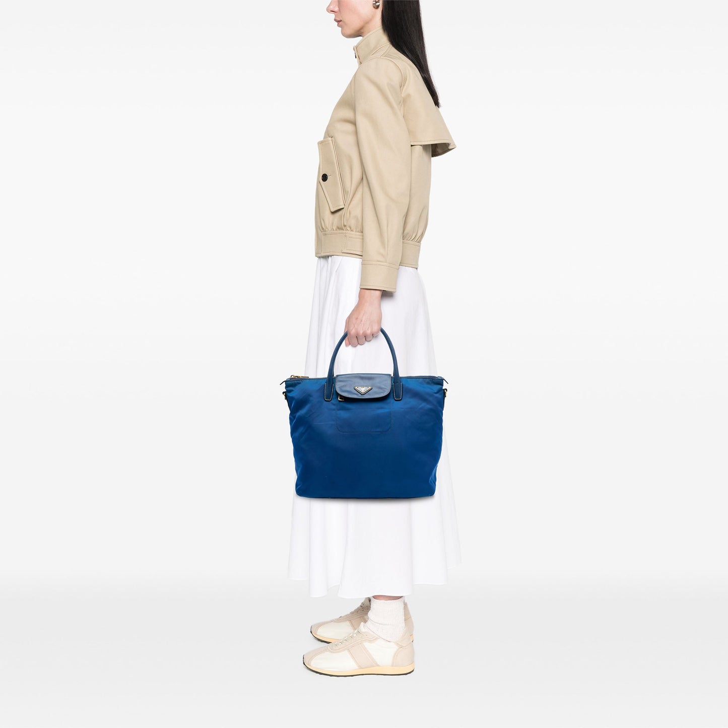 Prada Saffiano Trimmed Tessuto Satchel
