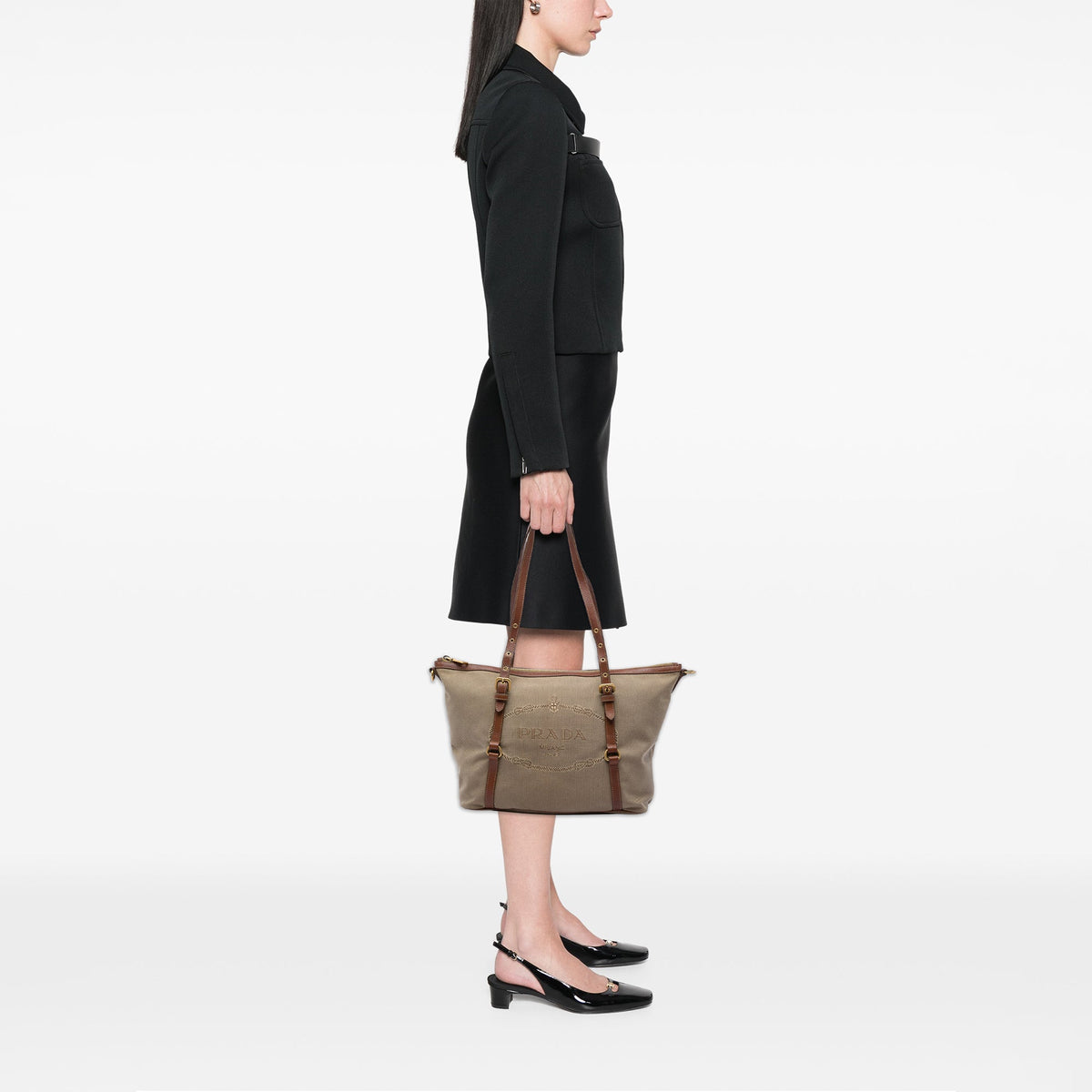 Prada Canvas Canapa Logo Tote — Brown