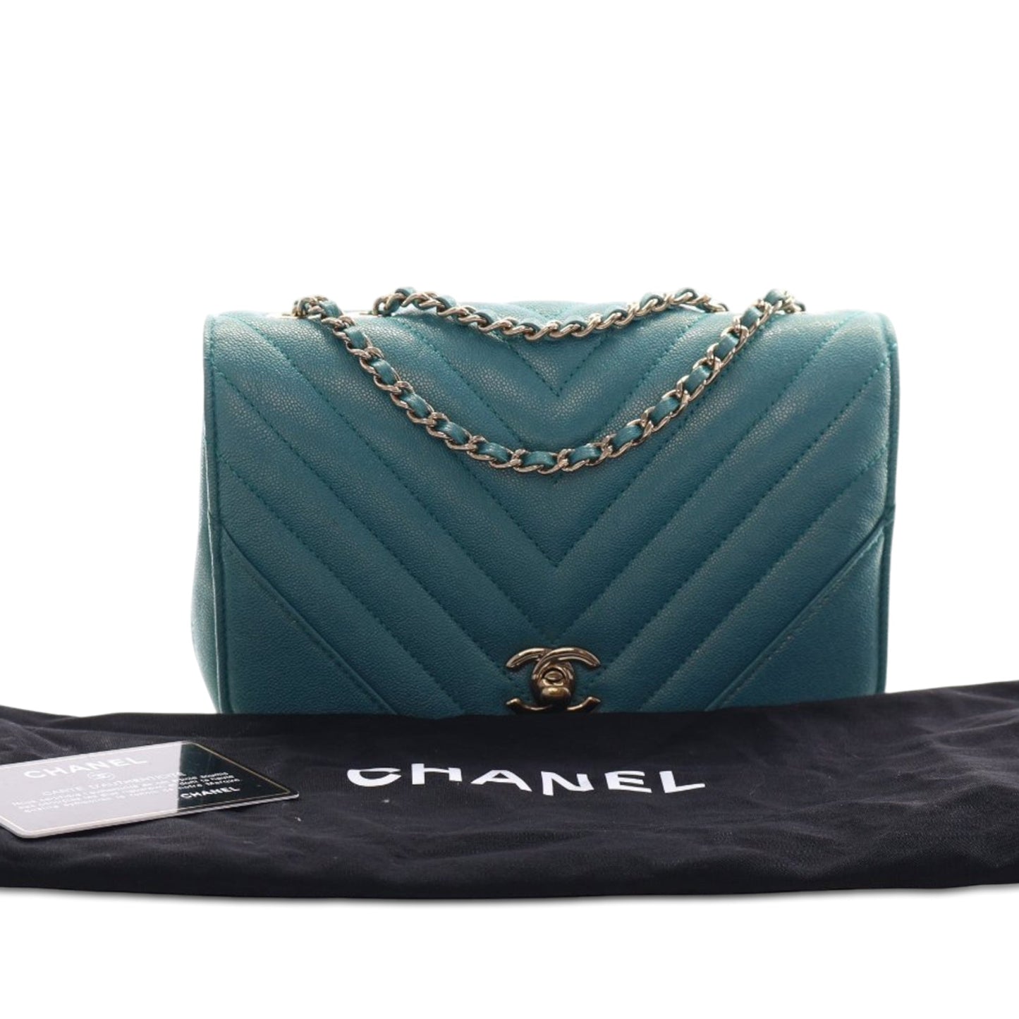 Mini Chevron Caviar Statement Flap