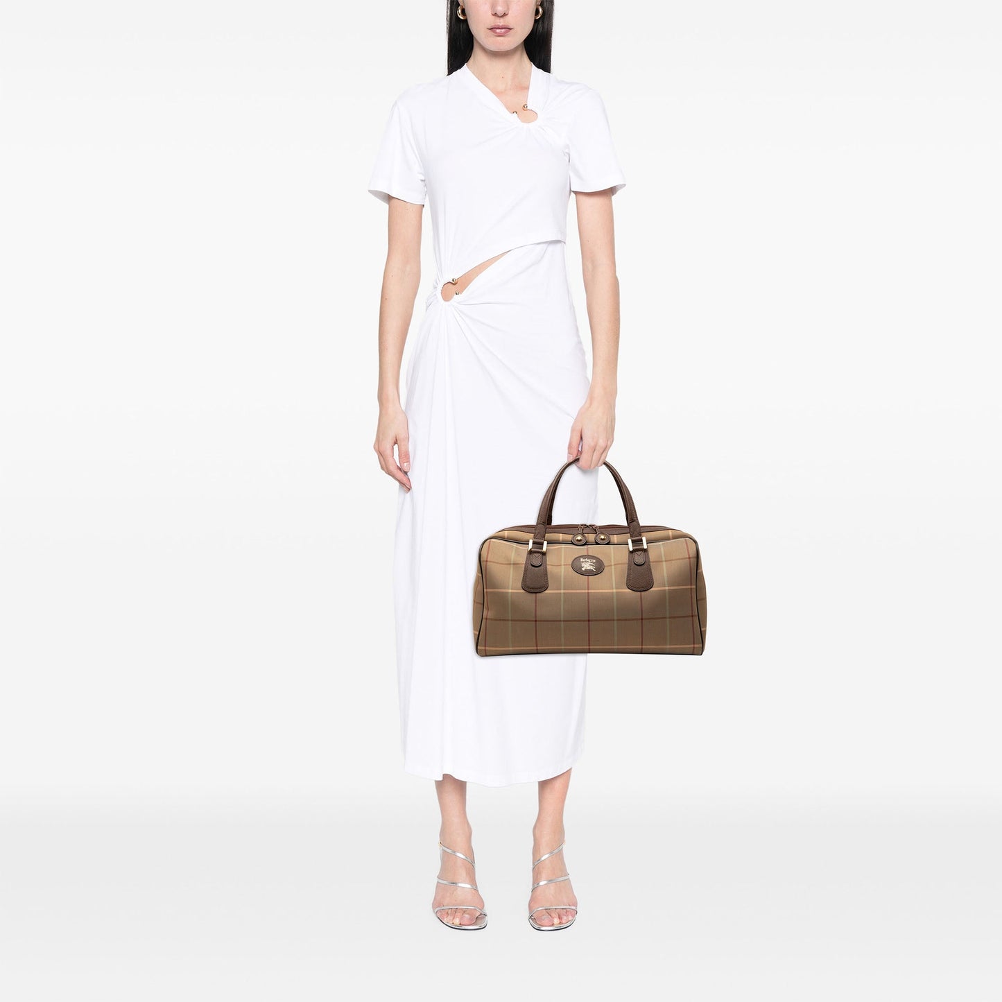 Burberry Vintage Check Canvas Boston Bag