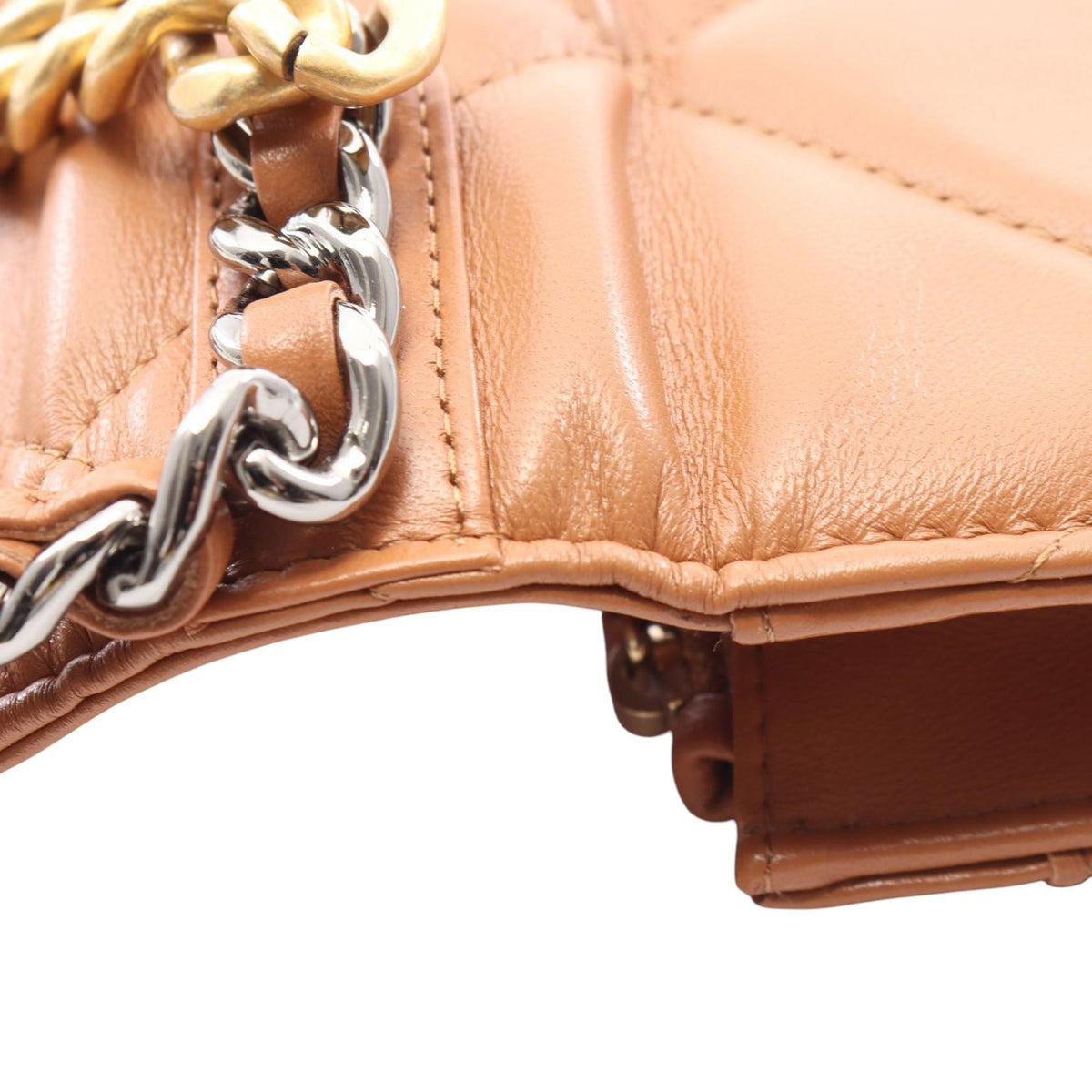 Chanel Quilted Lambskin 19 Wallet on Chain — Brown