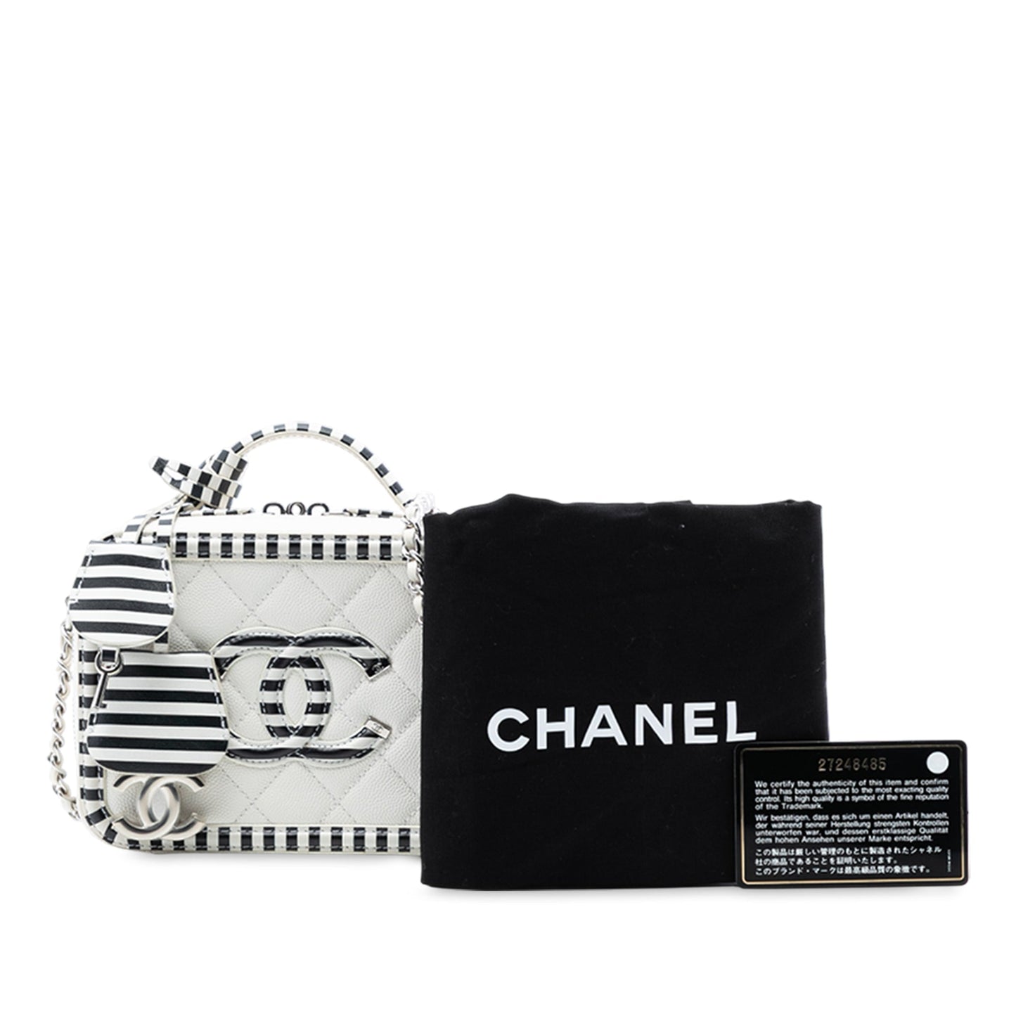Chanel Small Caviar Striped CC Filigree Vanity Case