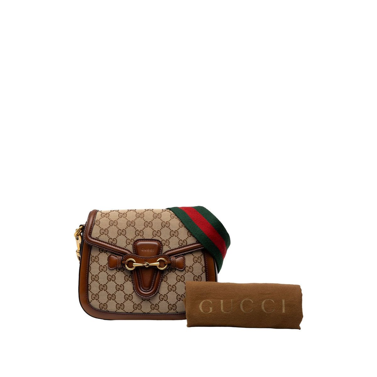 Gucci Medium GG Canvas Lady Web Crossbody — Beige