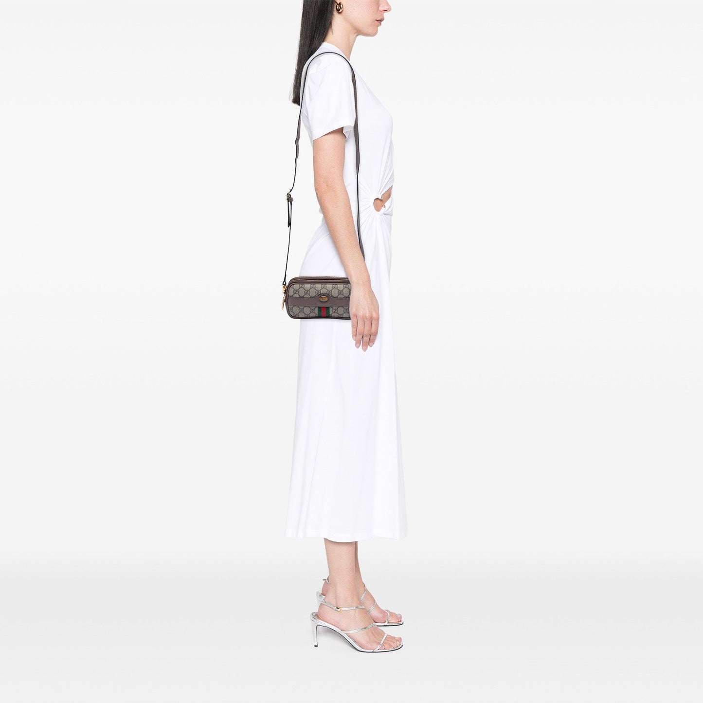 Gucci Mini GG Supreme Web Ophidia Triple Zip Crossbody