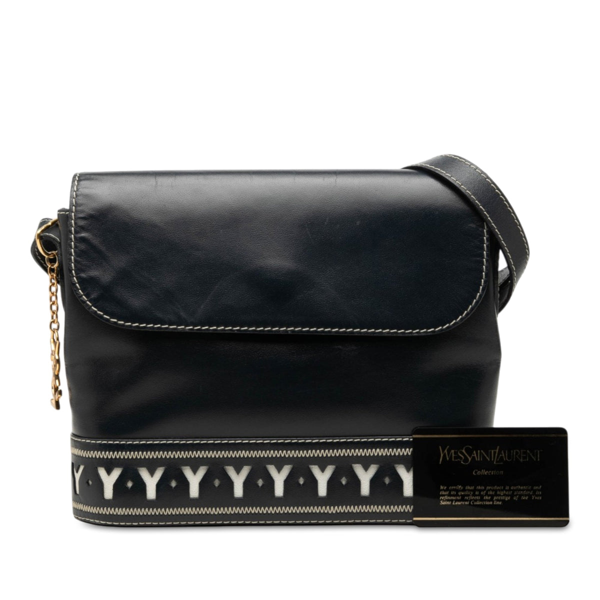 Saint Laurent Leather Y Cutout Flap Crossbody