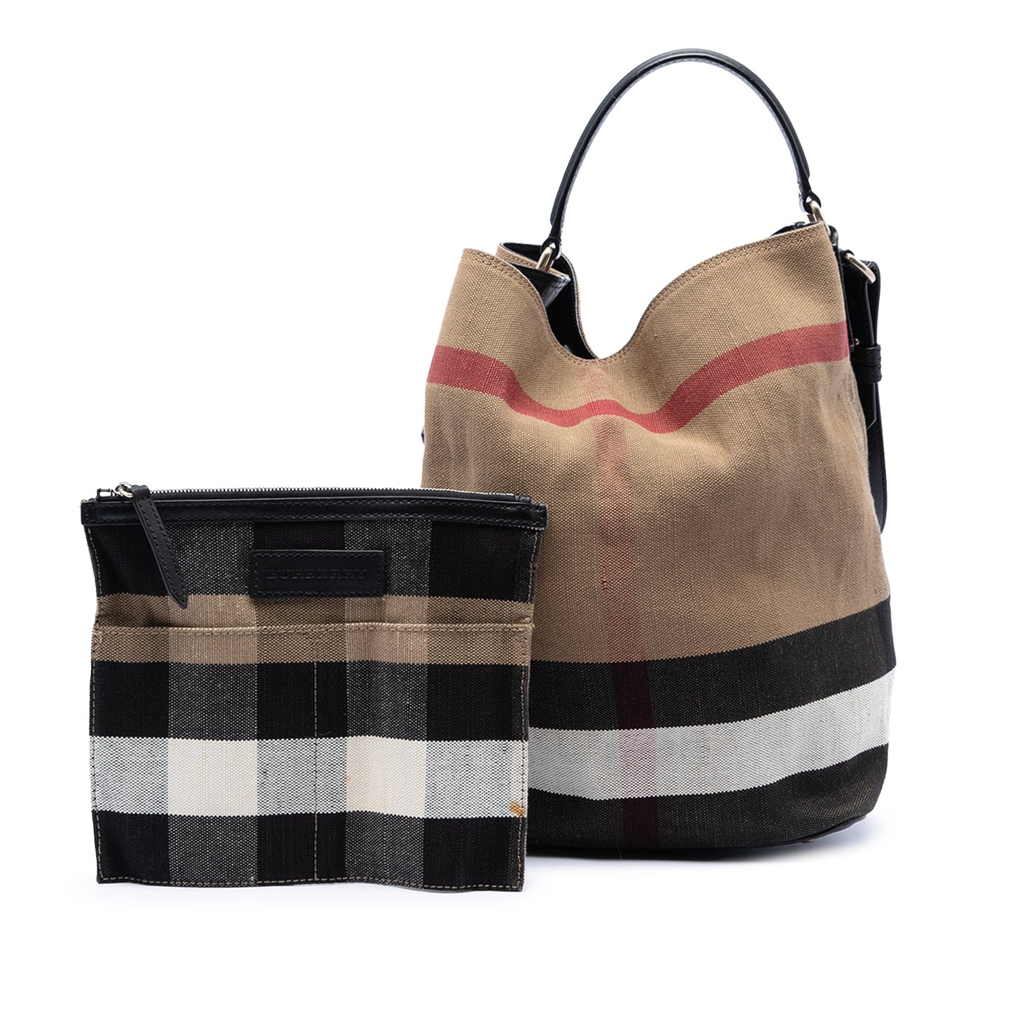 Burberry Medium Mega Check Canvas Ashby Bucket Bag