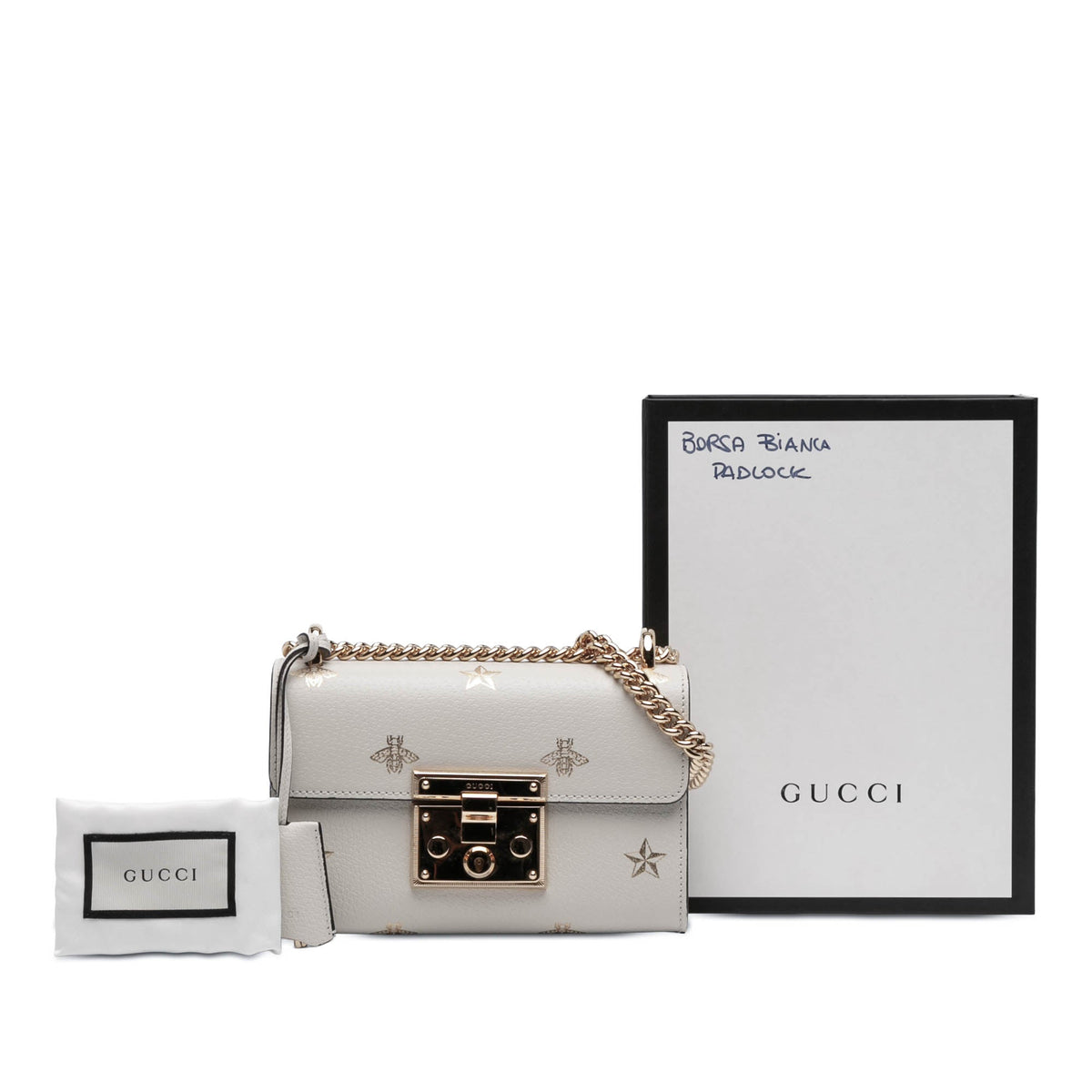 Gucci Small Leather Bee Star Padlock Crossbody