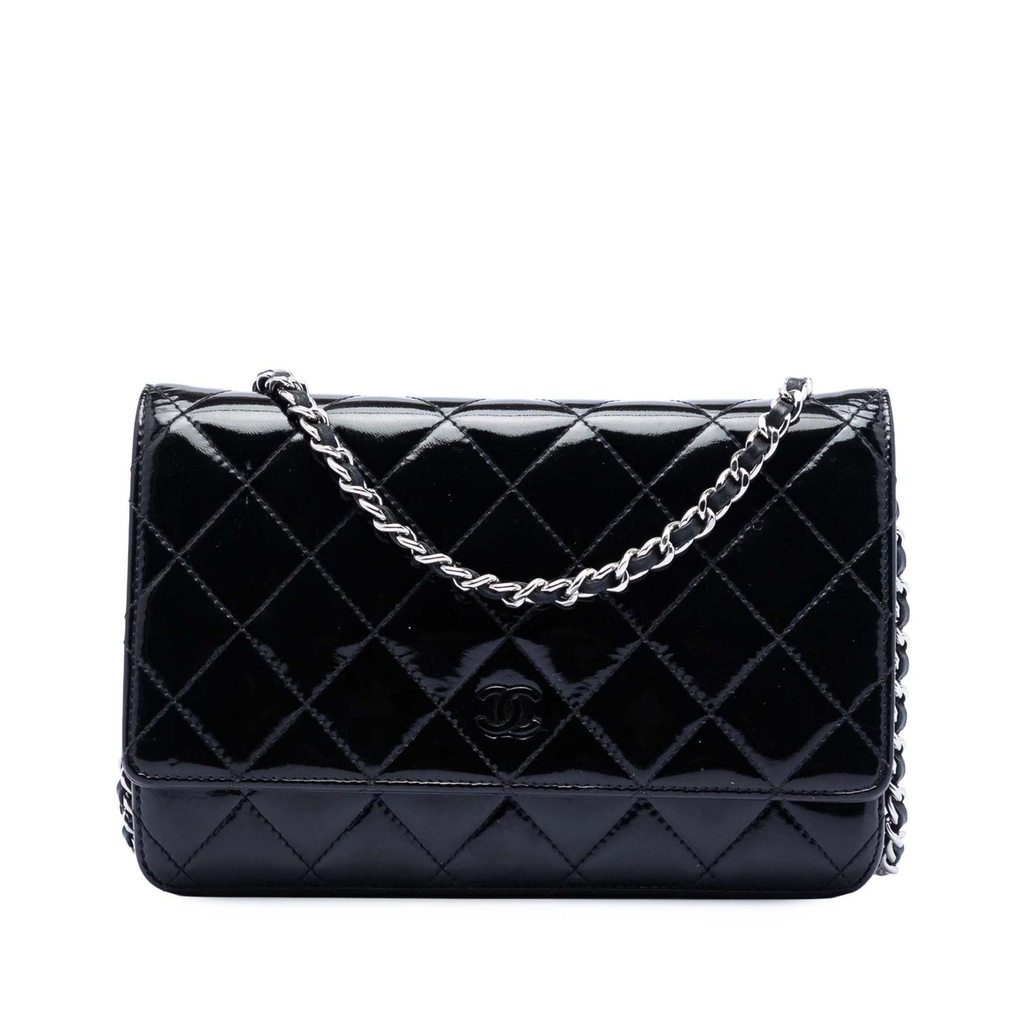 Chanel CC Quilted Patent Wallet On Chain
