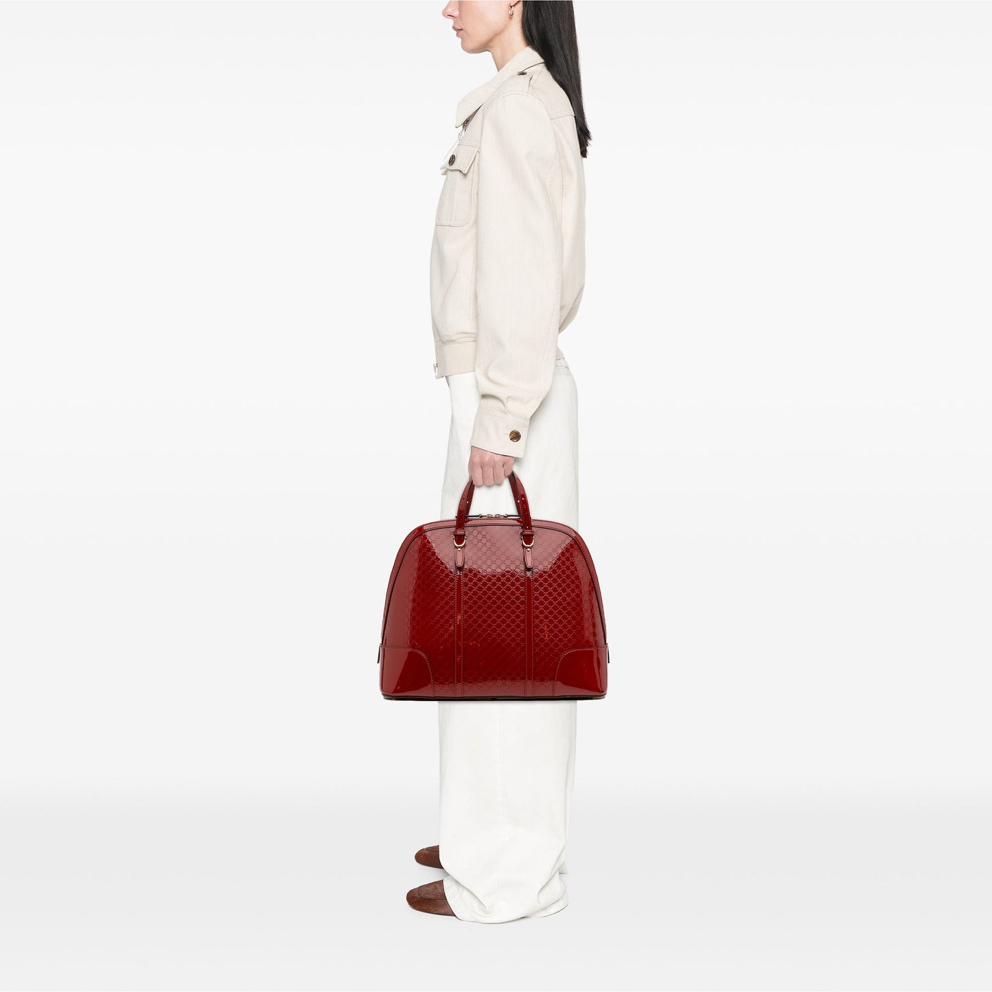 Gucci Large Microguccissima Patent Nice Dome Top Handle Bag