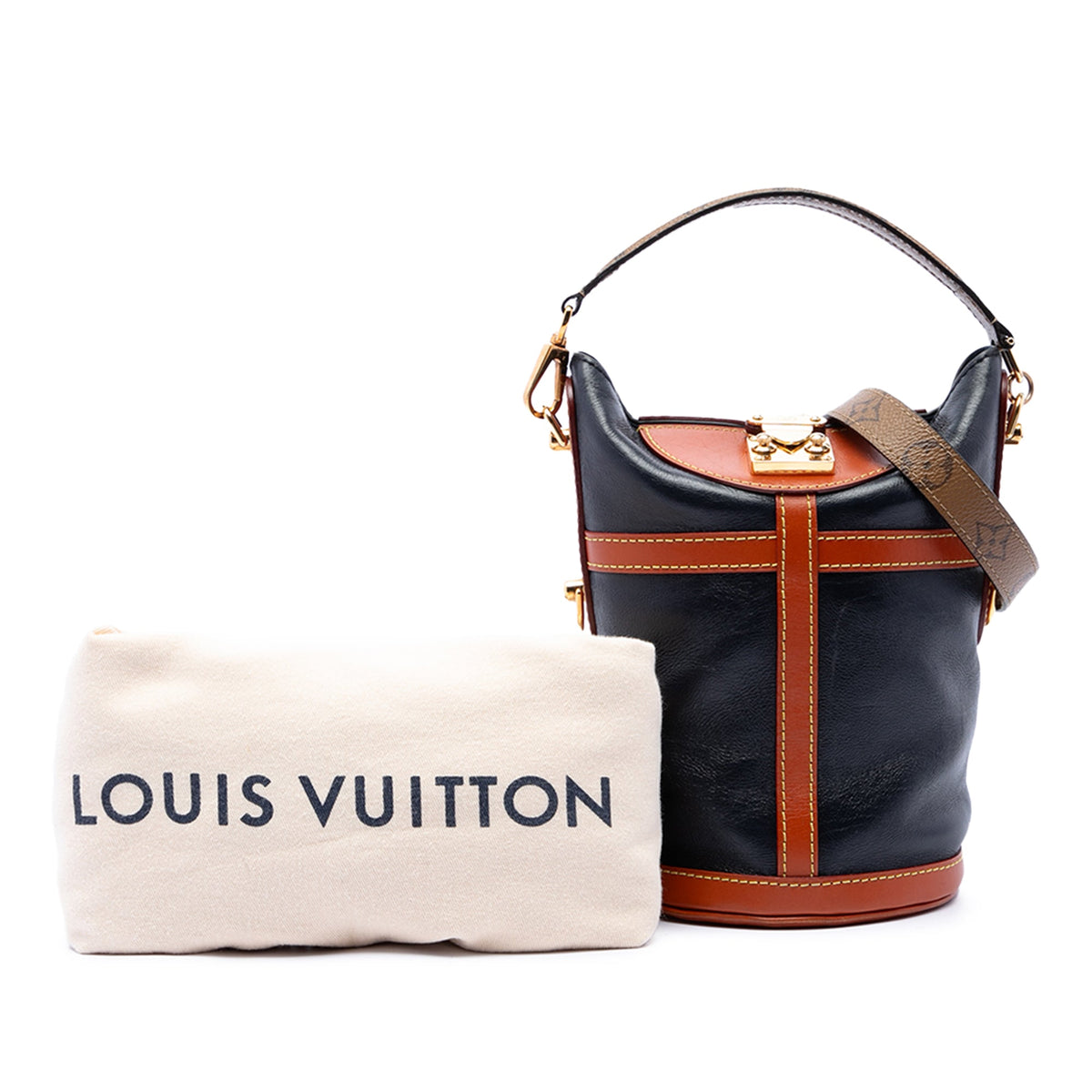 Louis Vuitton Calfskin and Monogram Reverse Duffle Bag — Blue
