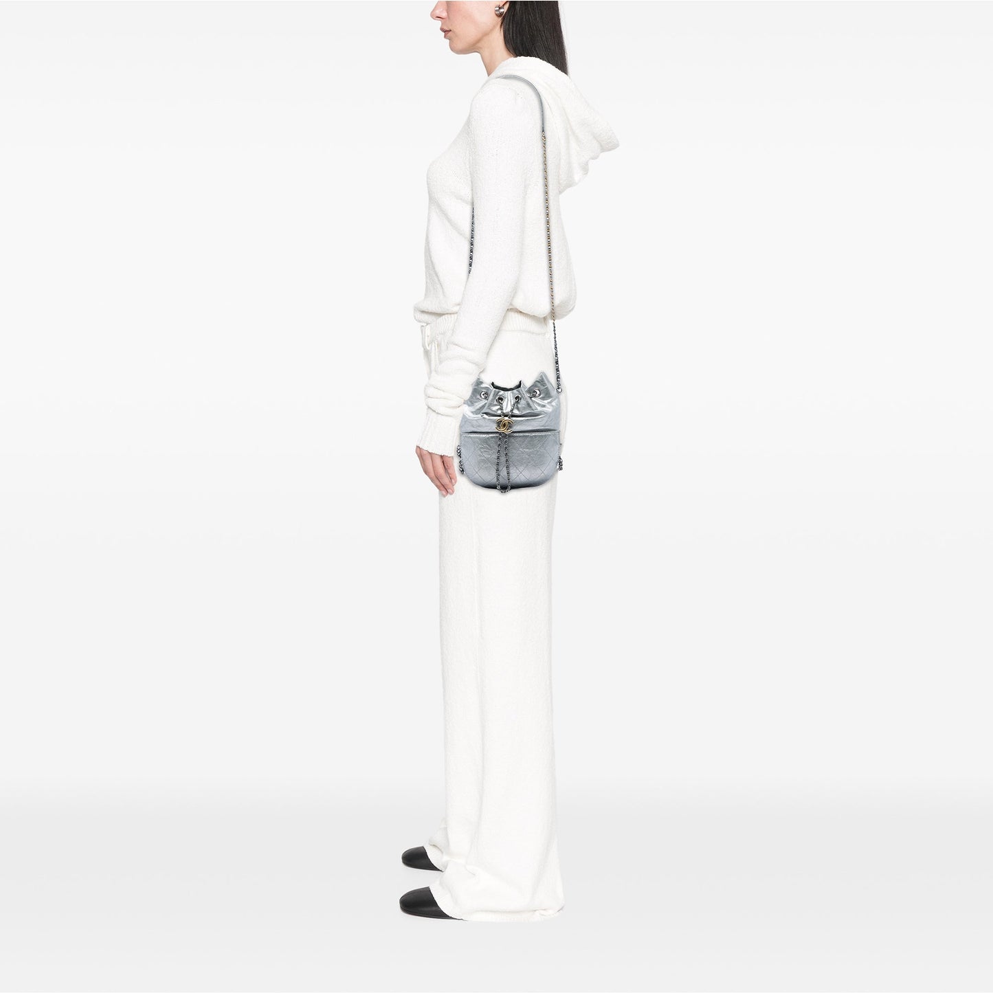 Chanel Small Quilted Metallic Aged Calfskin Gabrielle Bucket Bag