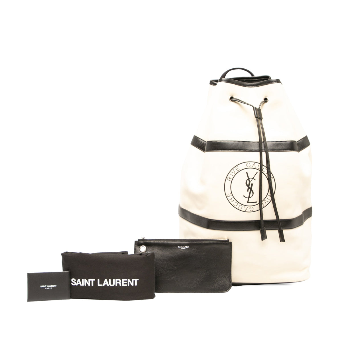 Saint Laurent Leather Rive Gauche Sling Bag — White