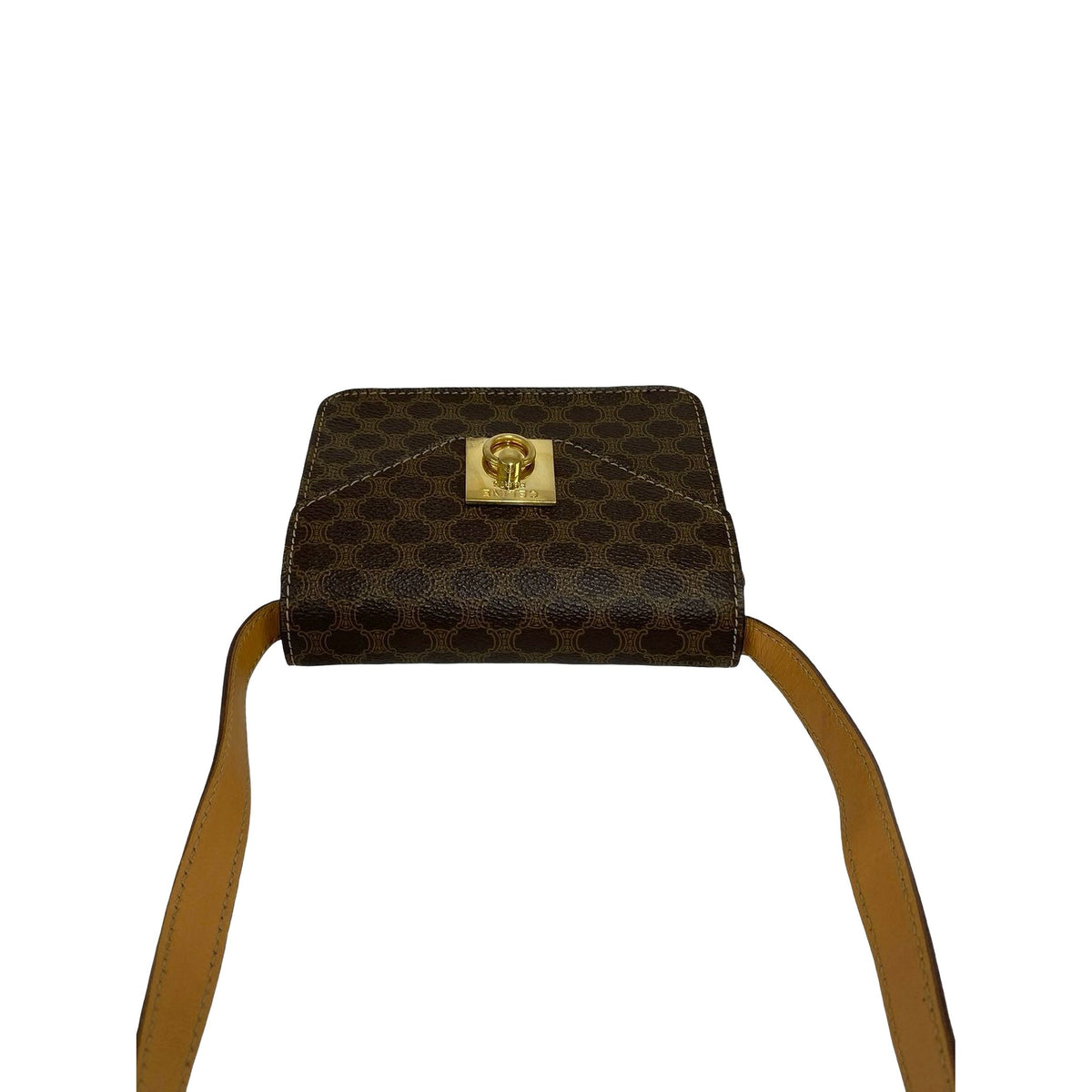 Celine Macadam Coated Canvas Crossbody — Brown