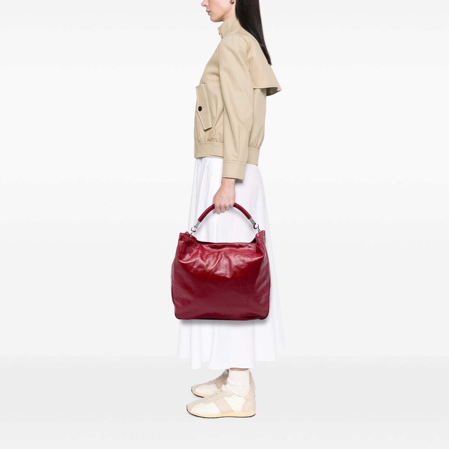 Saint Laurent Crinkled Patent Roady Hobo