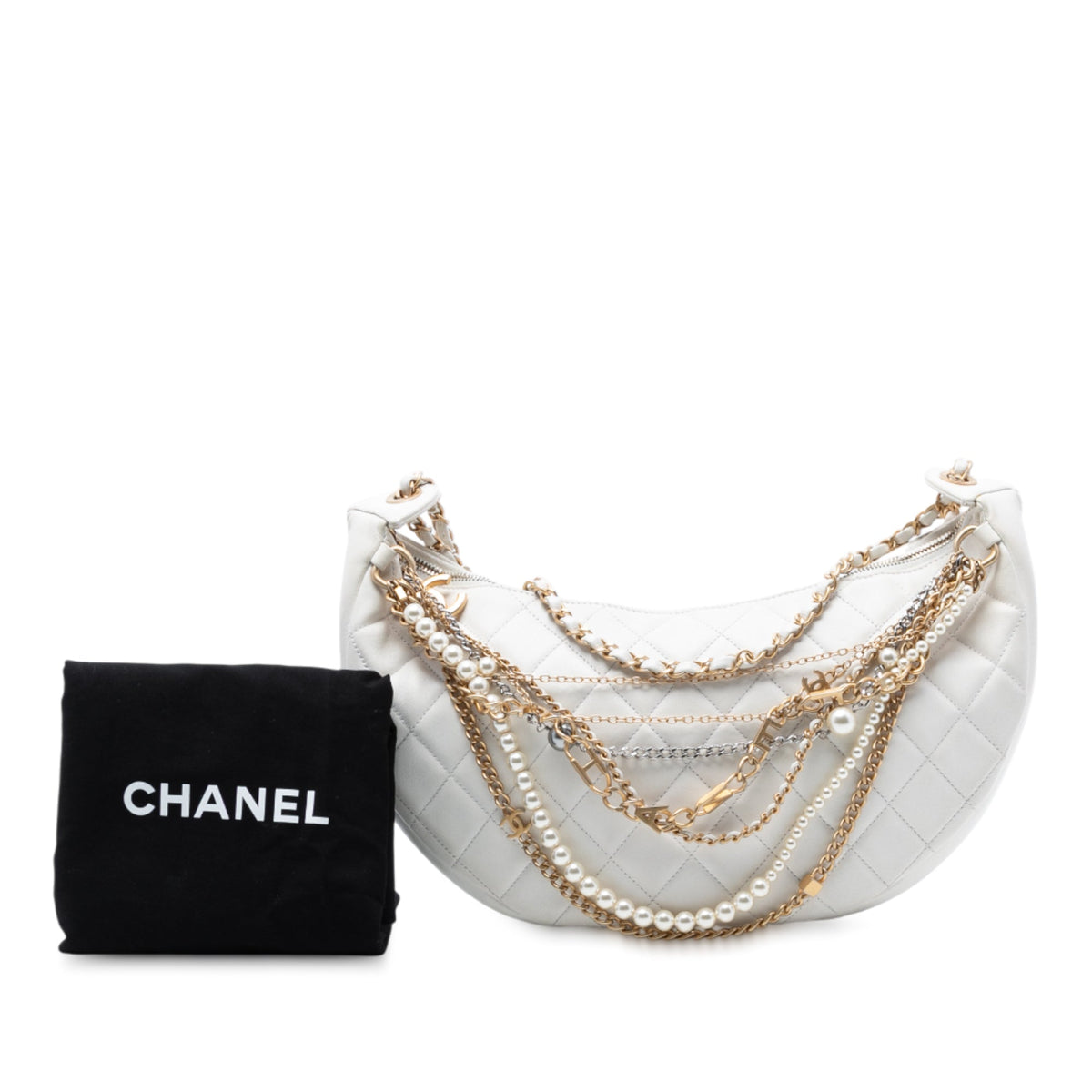 Chanel Quilted Lambskin All About Chains Hobo