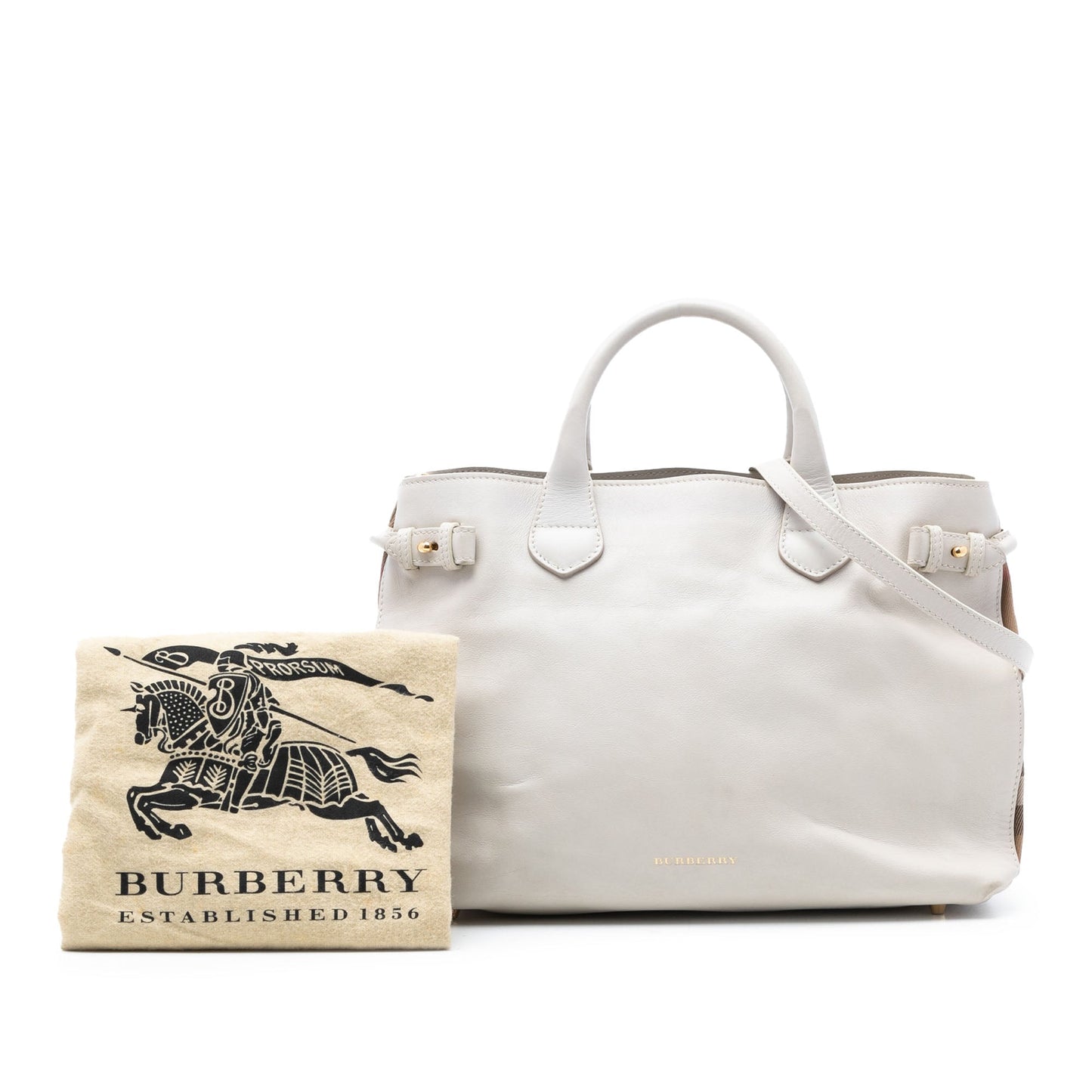 Burberry Medium Leather and House Check Banner Satchel
