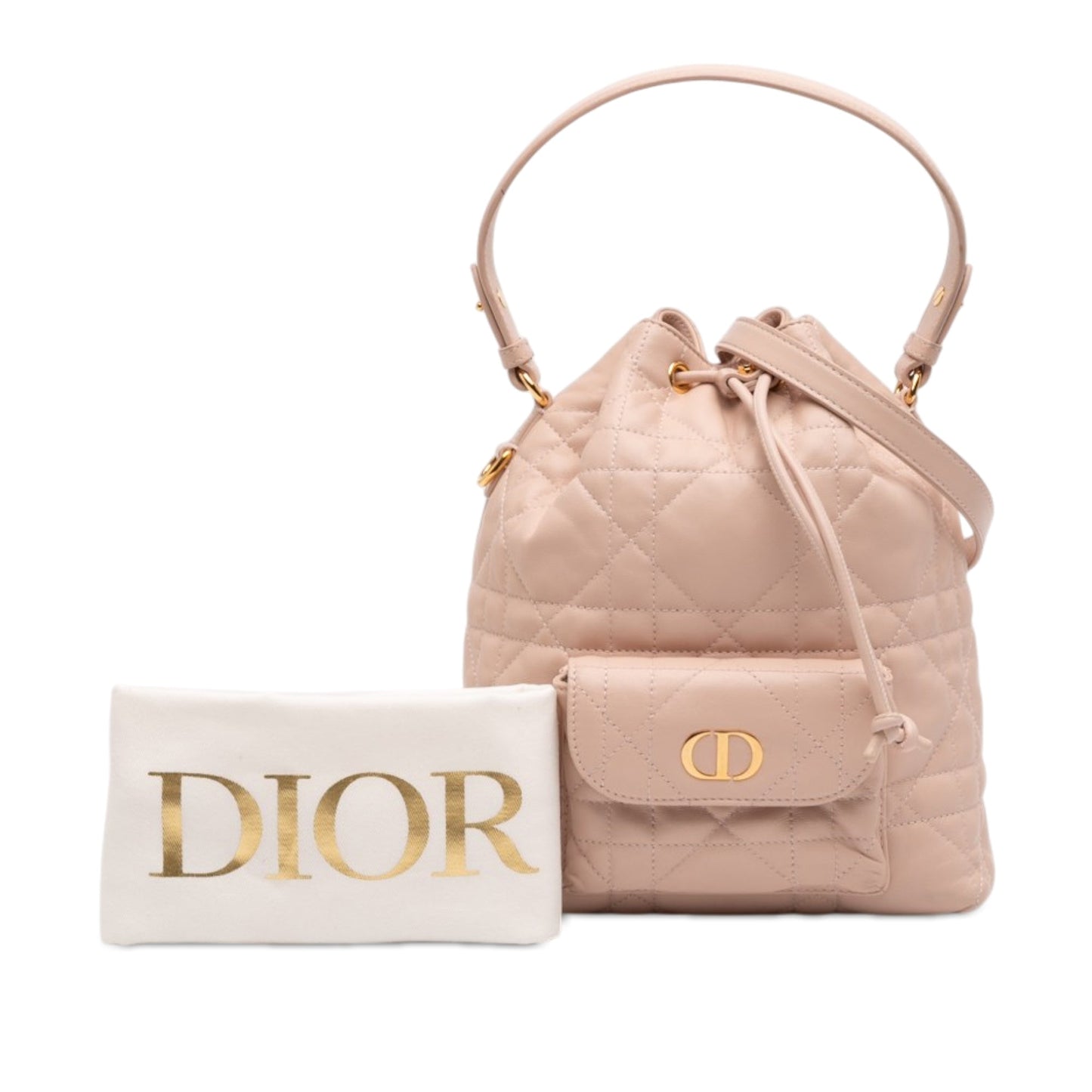 Dior Small Lambskin Macrocannage Caro Bucket Bag