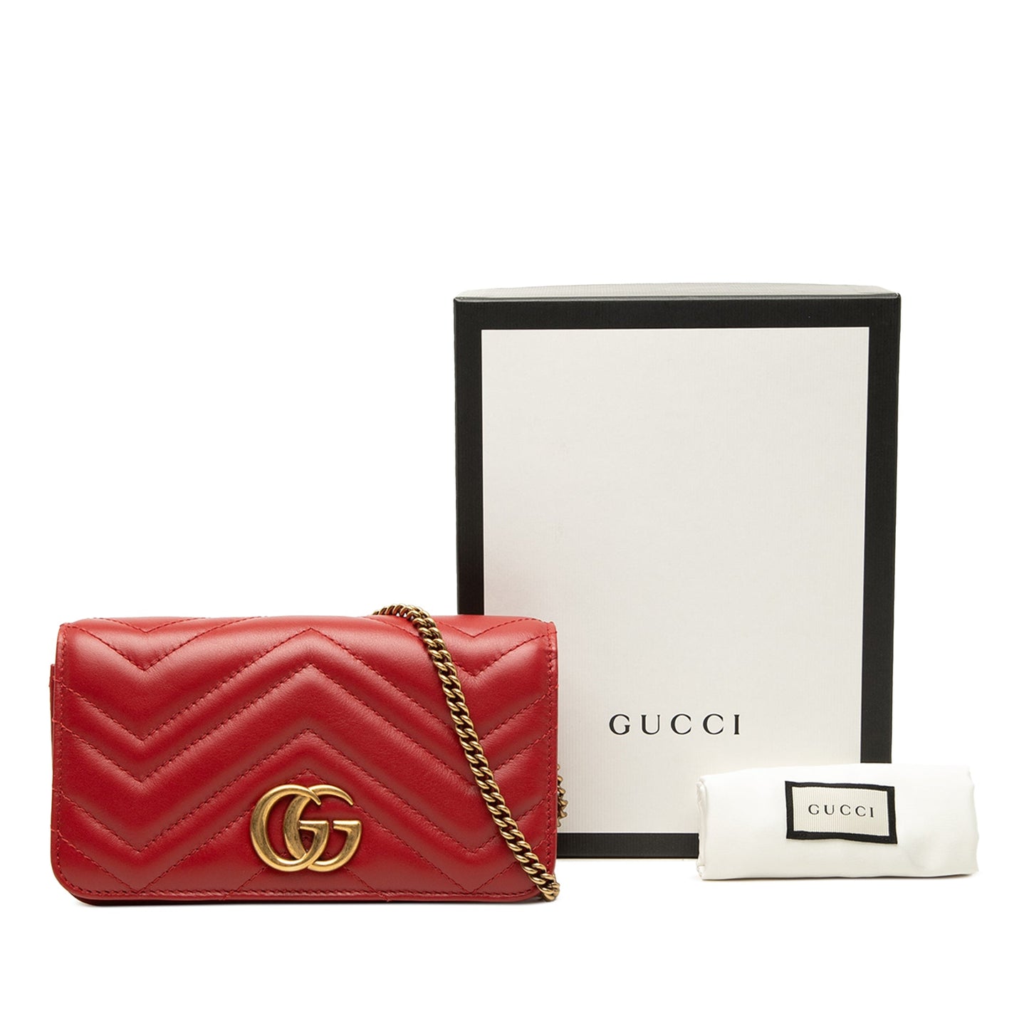 Gucci Mini GG Marmont Matelasse Calfskin Wallet On Chain
