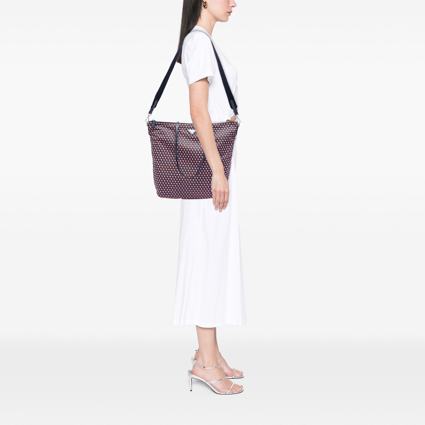 Prada Saffiano Trimmed Tessuto Stampato Satchel