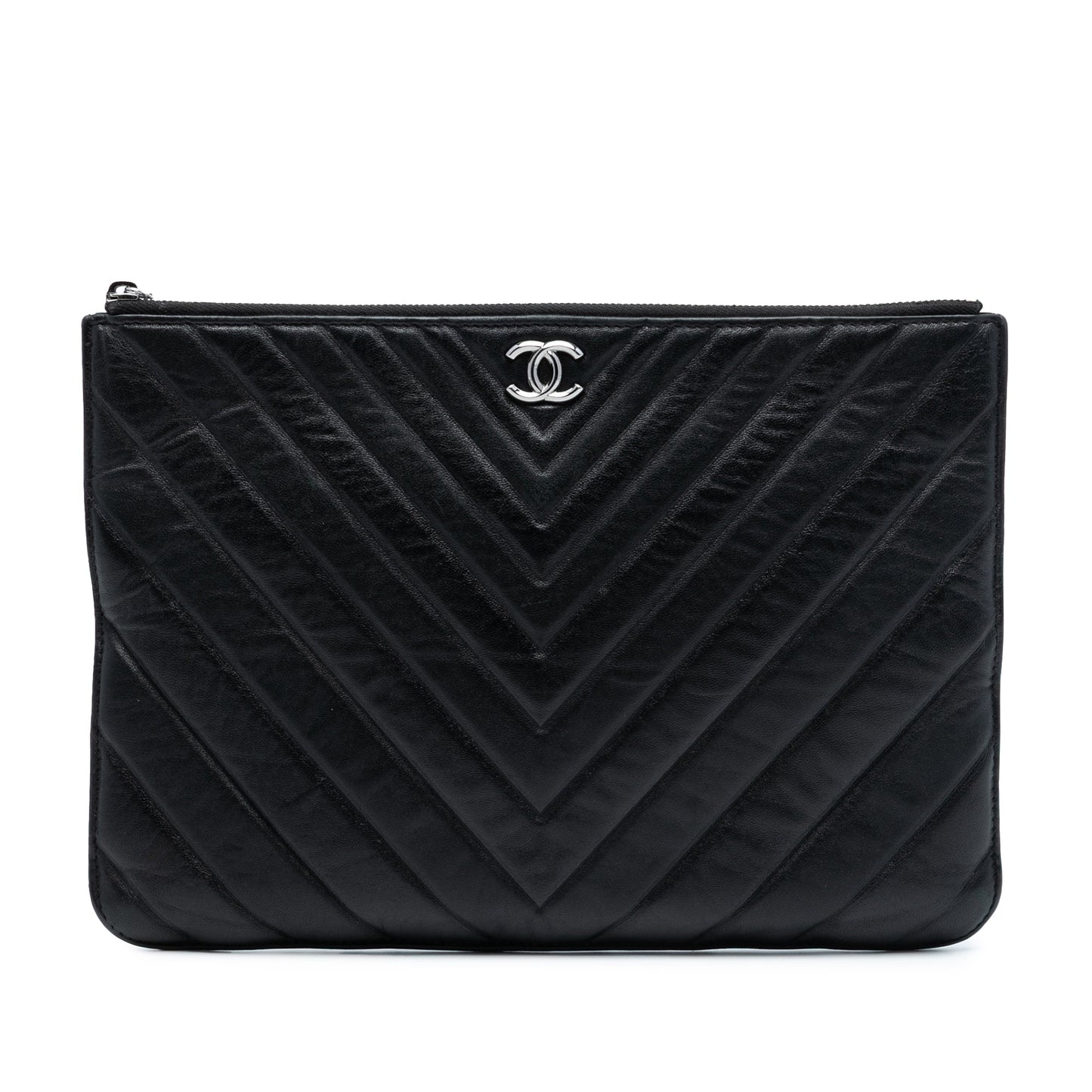 Chanel CC Chevron Calfskin Clutch