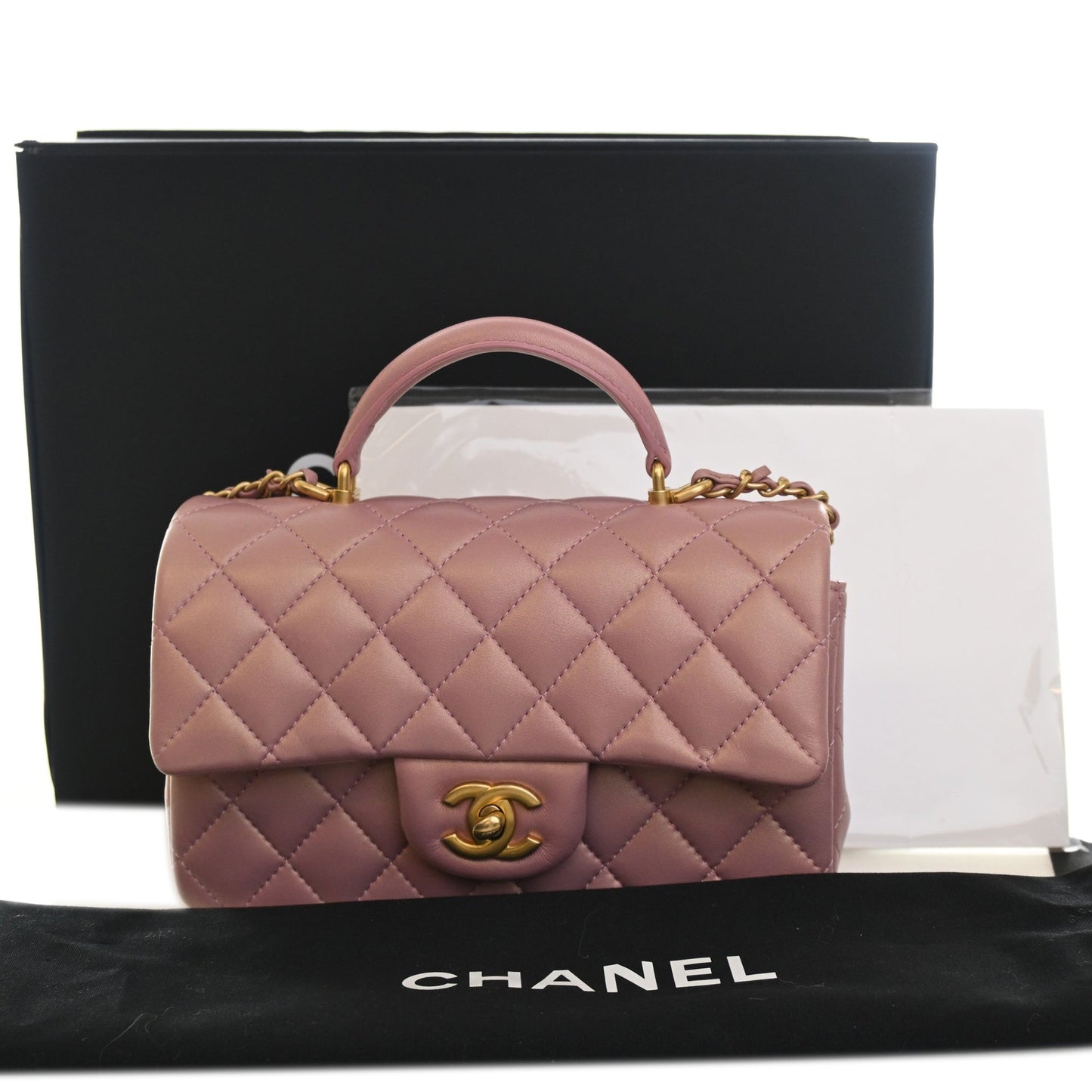 Chanel Mini Rectangular Classic Lambskin Top Handle Flap