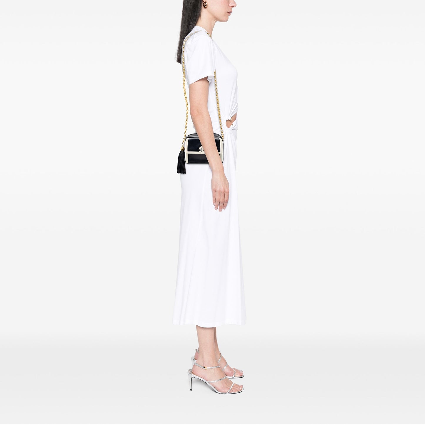CC Lambskin Border Tassel Chain Camera Bag