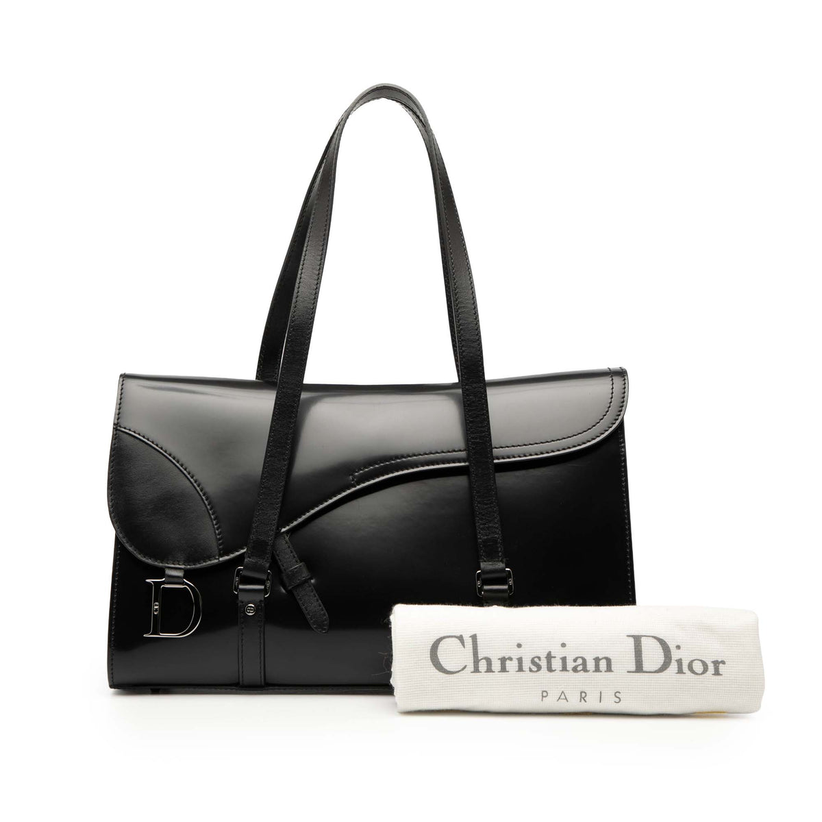 Dior Patent Flap Saddle Bag