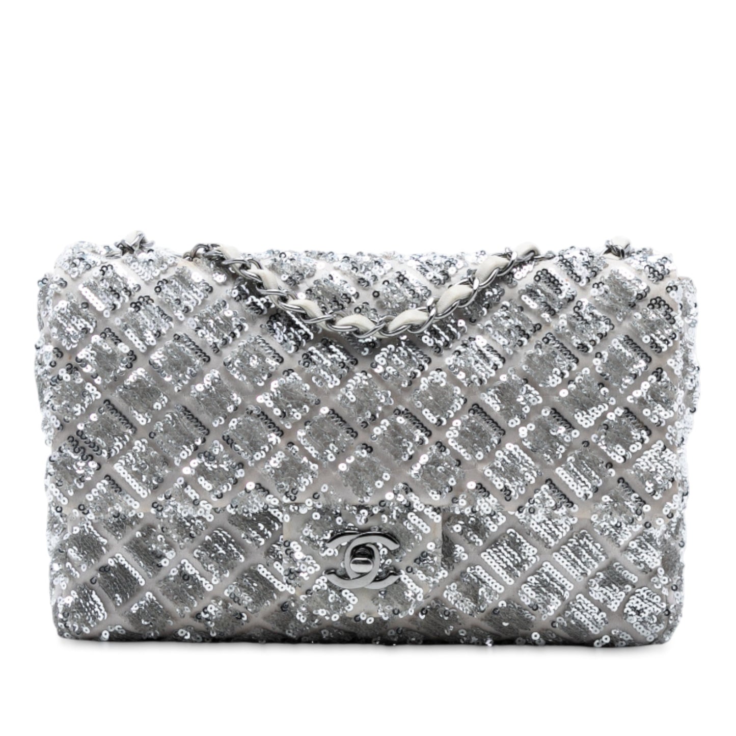Chanel Medium Classic Satin and Sequin Single Flap