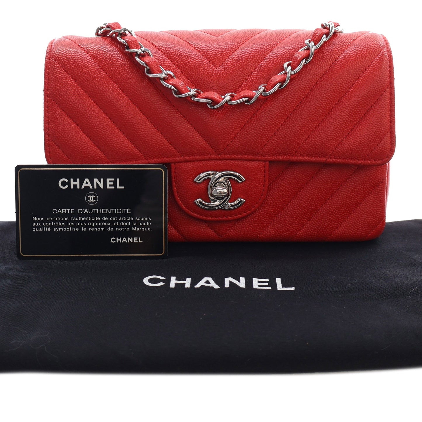Chanel Mini Rectangular Classic Chevron Caviar Single Flap