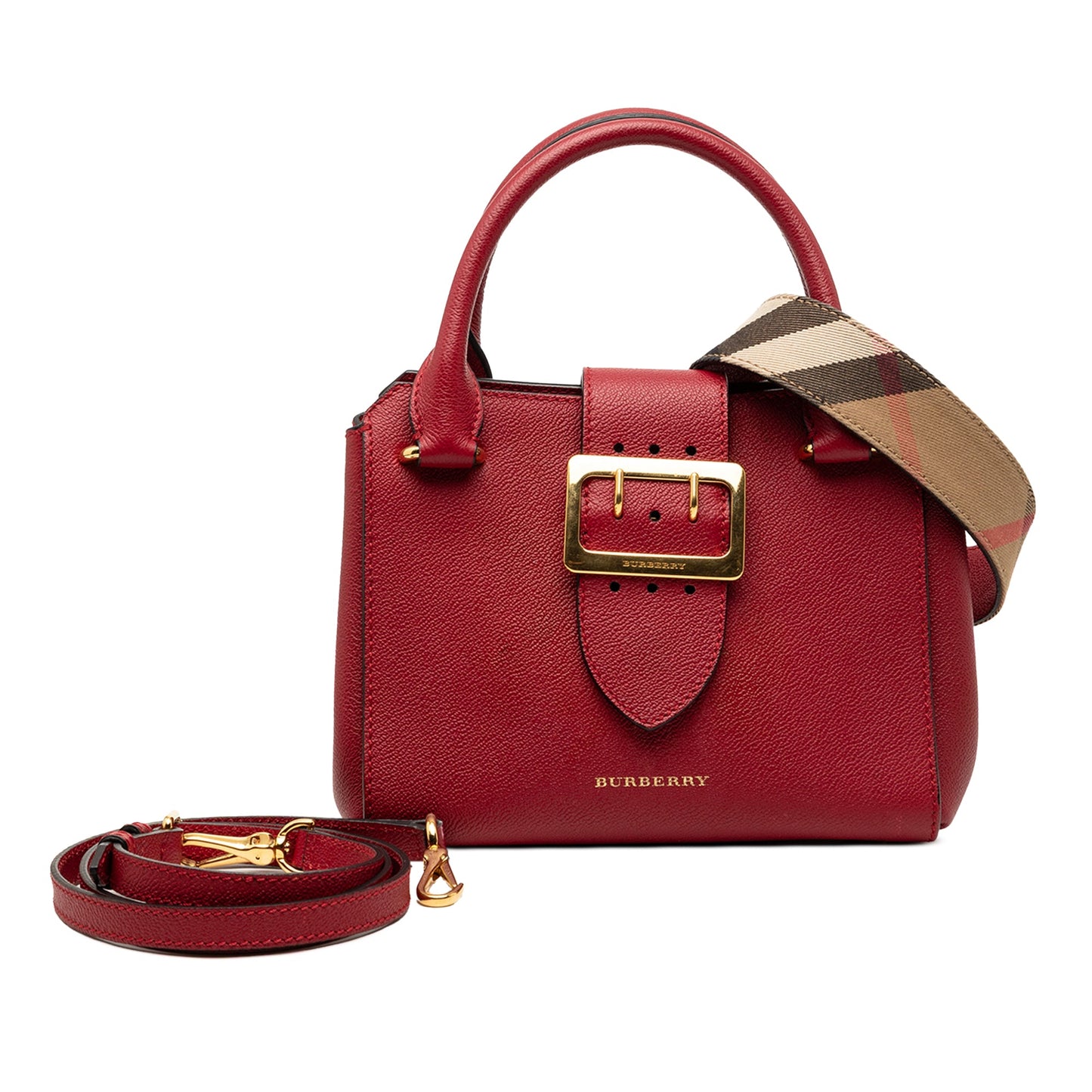 Small Grained Leather Buckle Tote