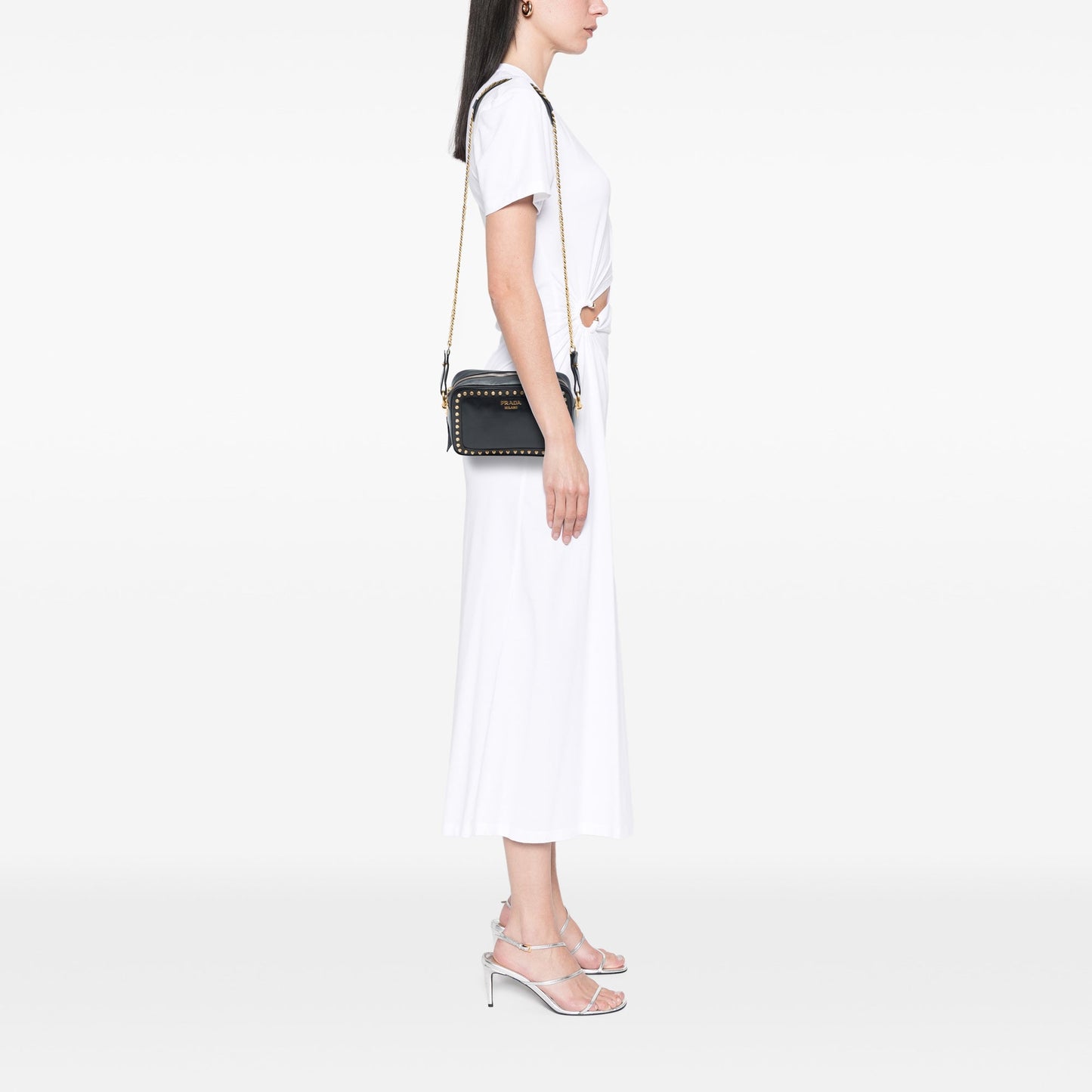 Prada City Calf Studded Camera Bag
