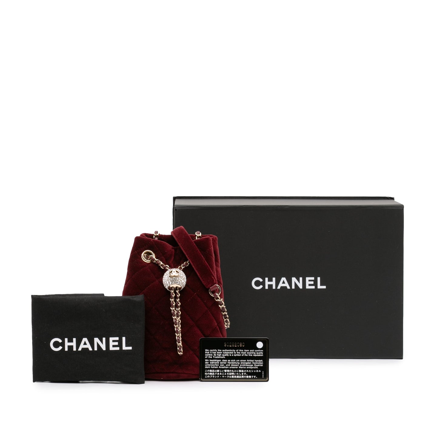 Chanel Mini Velvet Crystal Pearl Crush Bucket Bag