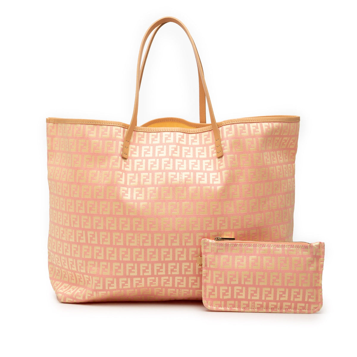Fendi Medium Zucchino Canvas Roll Tote — Pink