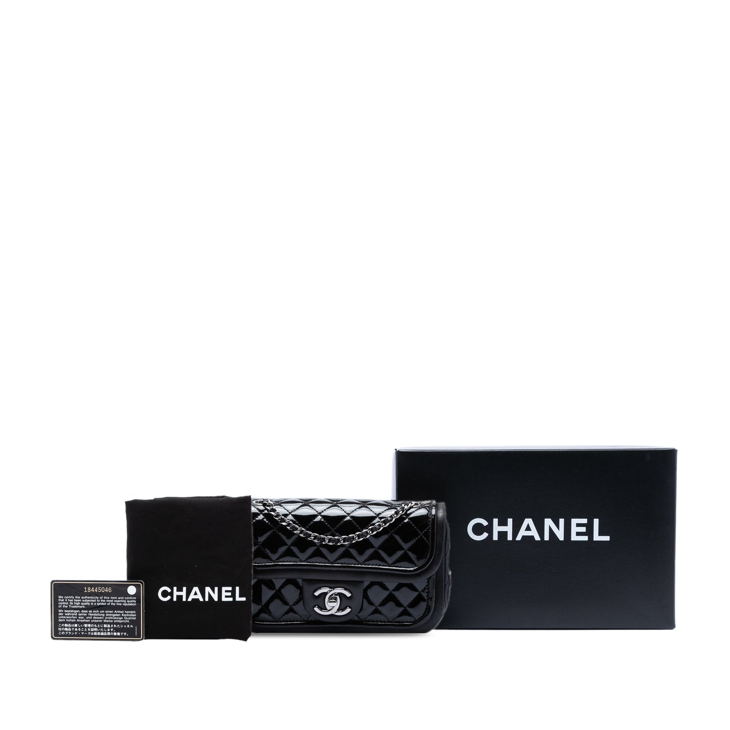 Chanel Small Quilted Patent and Lambskin Trimmed Classic Twist Flap