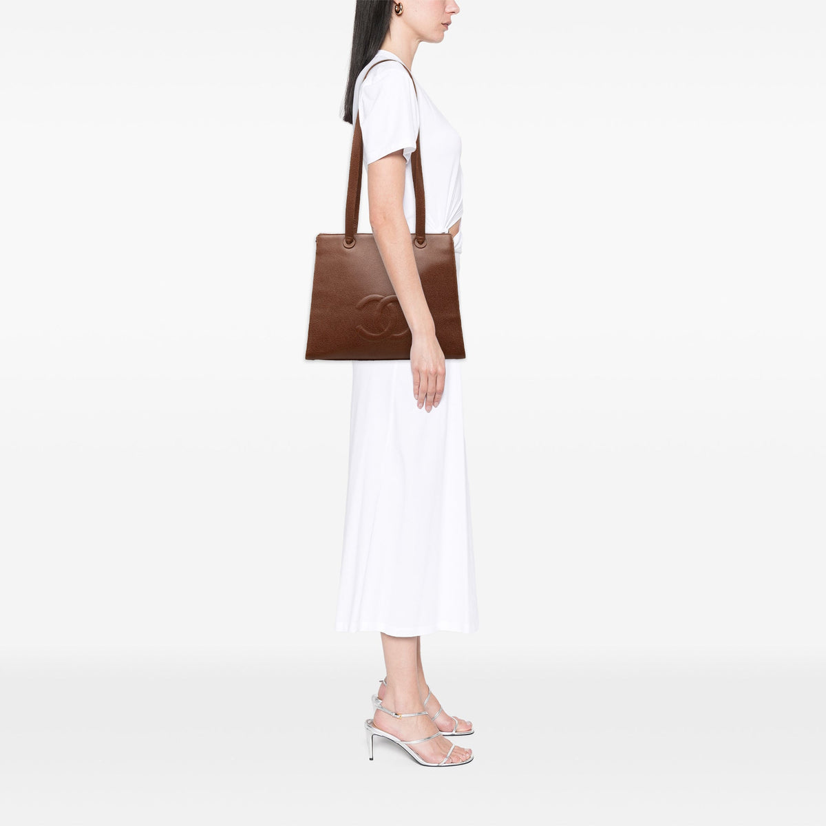 Chanel CC Caviar Tote — Brown