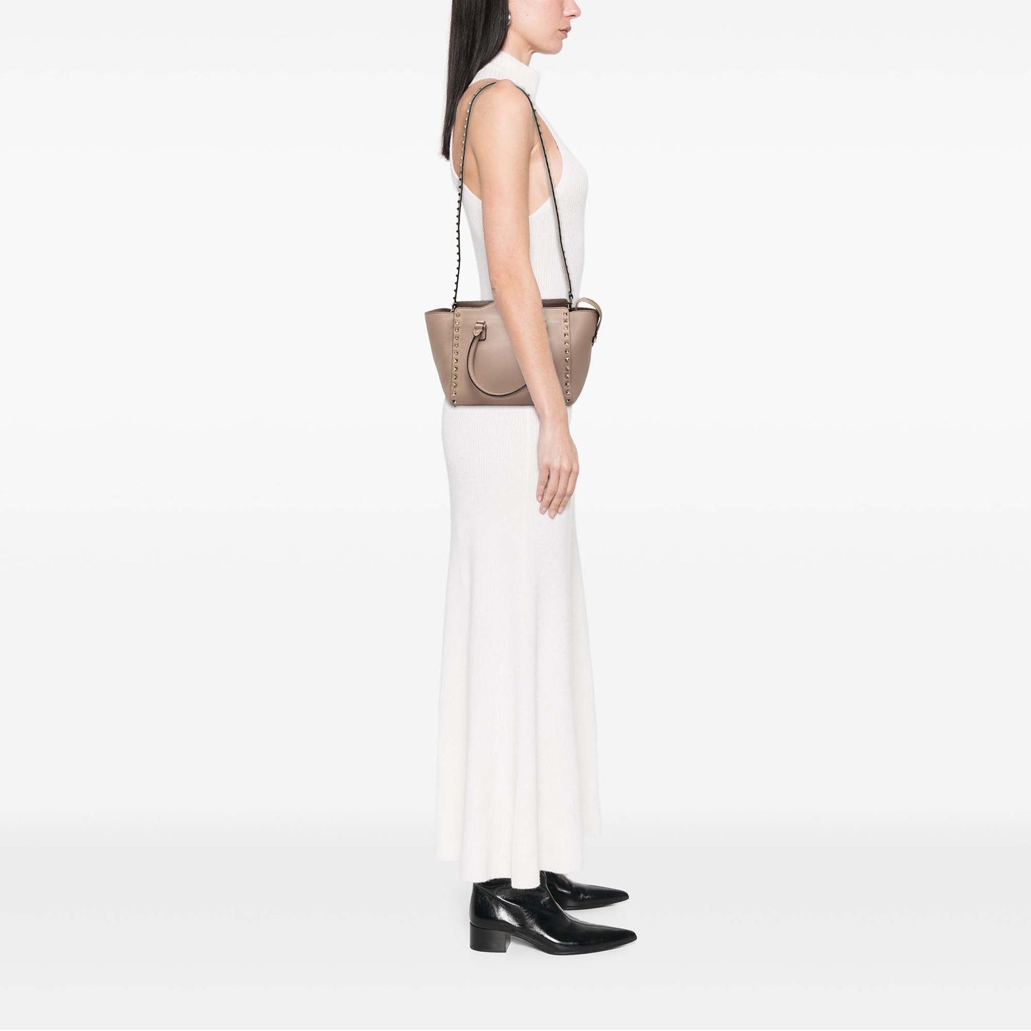 Valentino Small Leather Rockstud Double Handle Tote