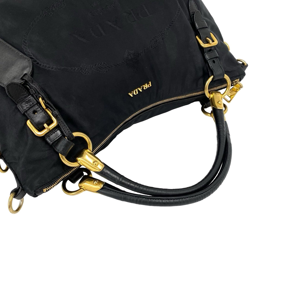 Prada Tessuto Canapa Logo Satchel