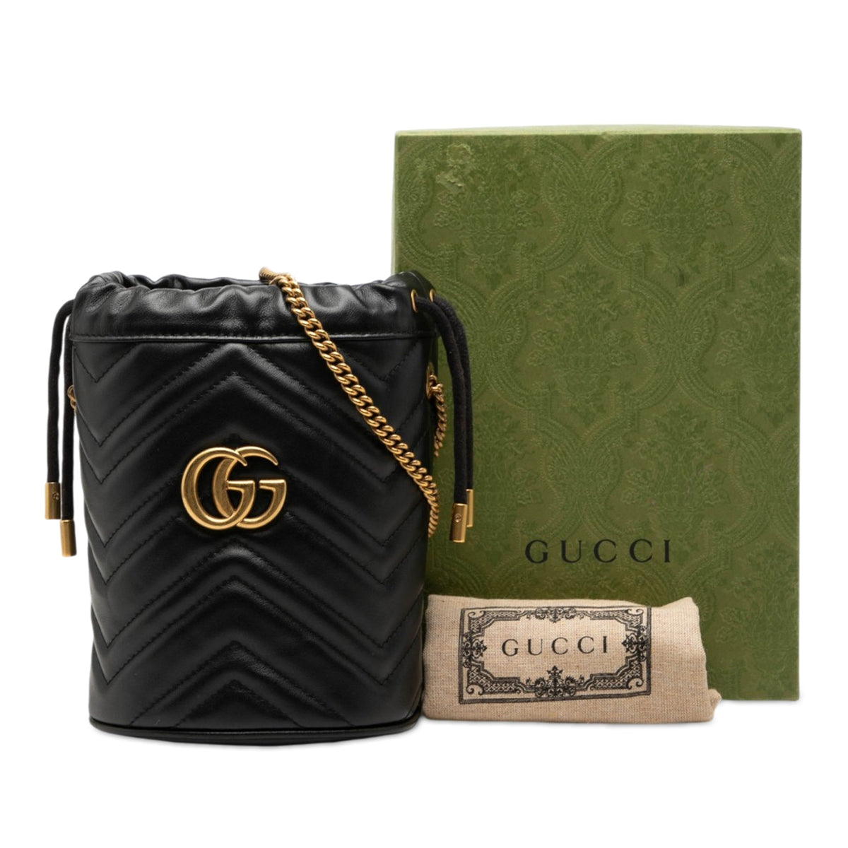 Gucci Small GG Marmont Leather Matelasse Bucket Bag