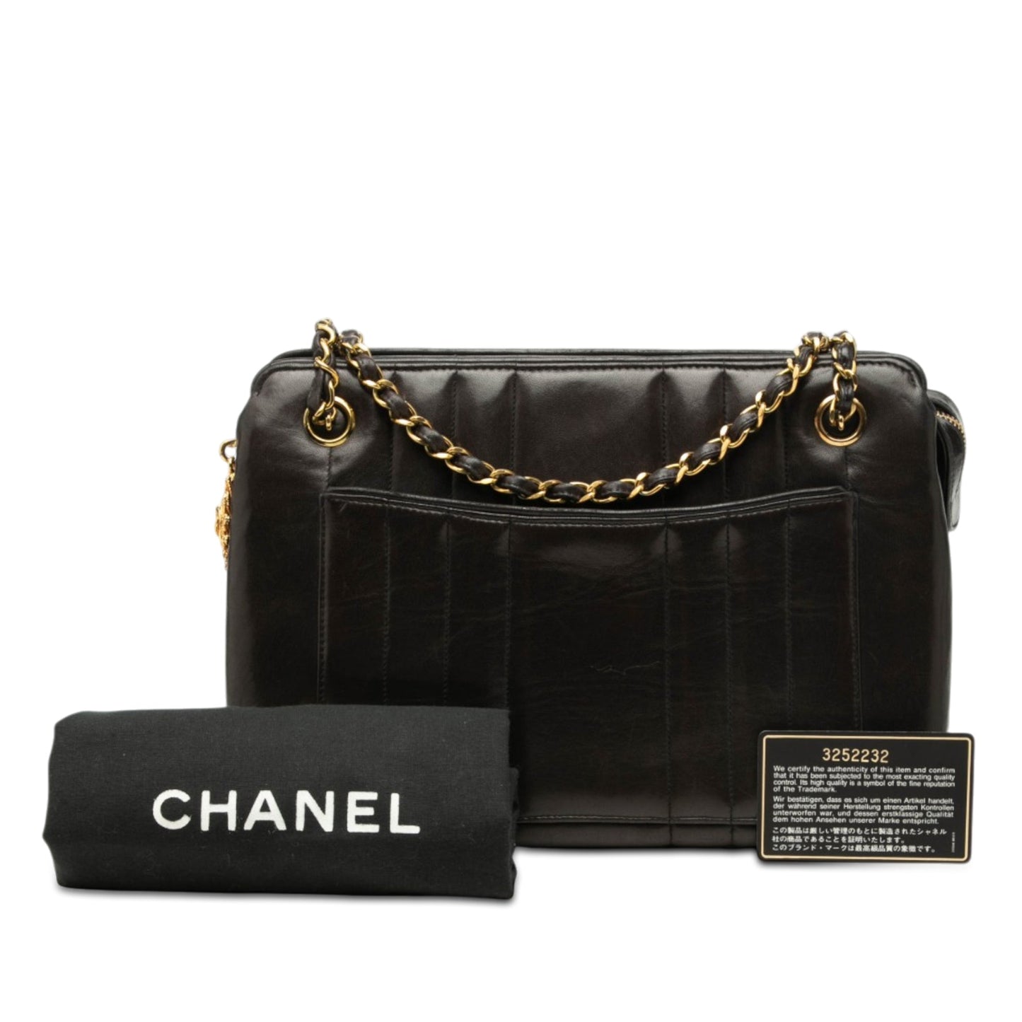 Chanel CC Vertical Quilt Lambskin Medallion Shoulder Bag