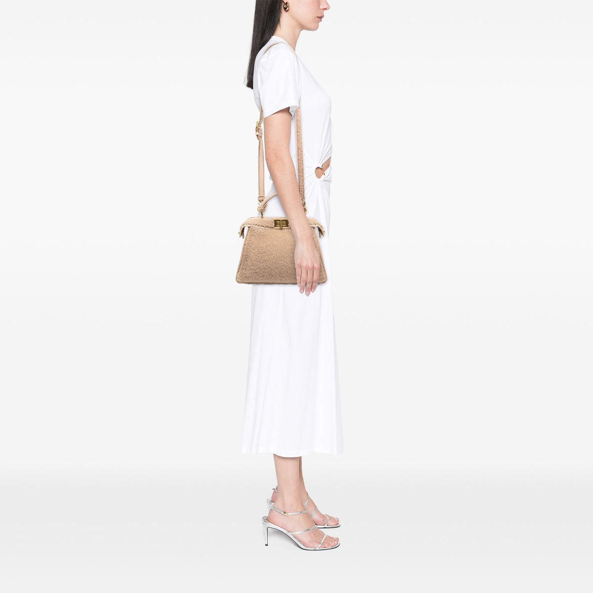 Fendi Small Shearling Peekaboo ISeeU Satchel — Pink