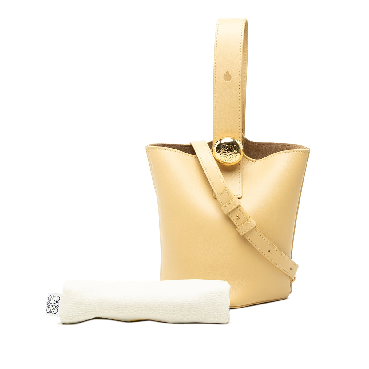 LOEWE Mini Calfskin Pebble Bucket Bag — Yellow