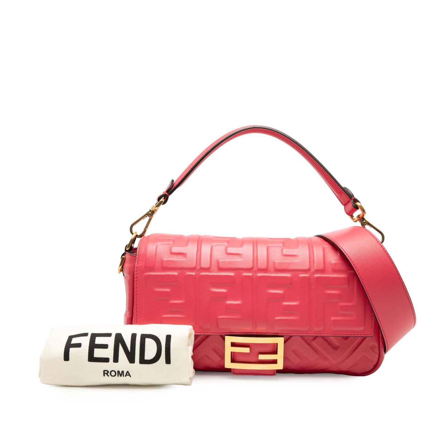Fendi Zucca Embossed Leather Baguette Satchel