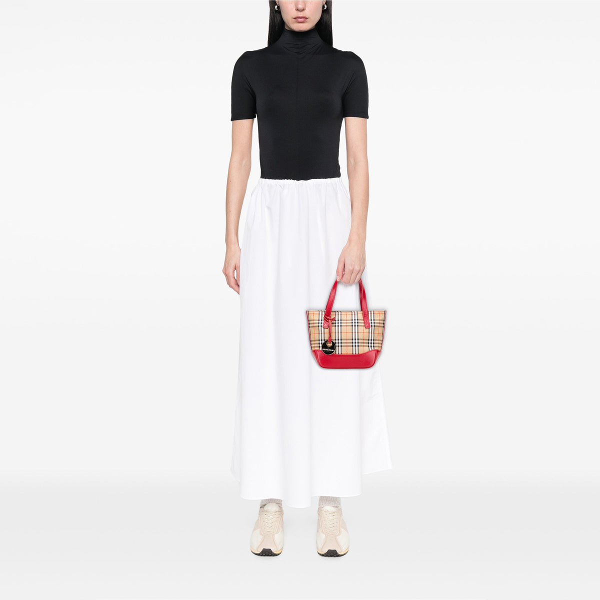 Burberry Haymarket Check Canvas Handbag — Beige