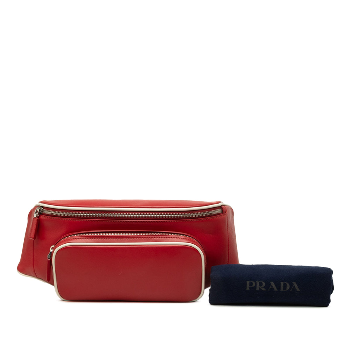 Prada Leather Zip Pocket Belt Bag — Red