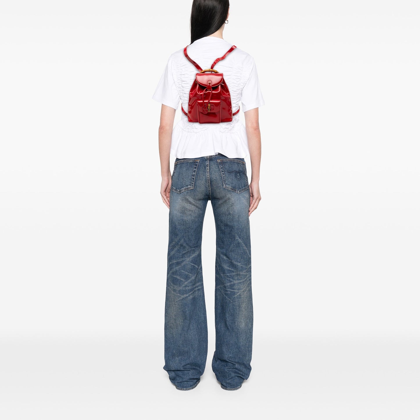 Gucci Patent Bamboo Drawstring Backpack