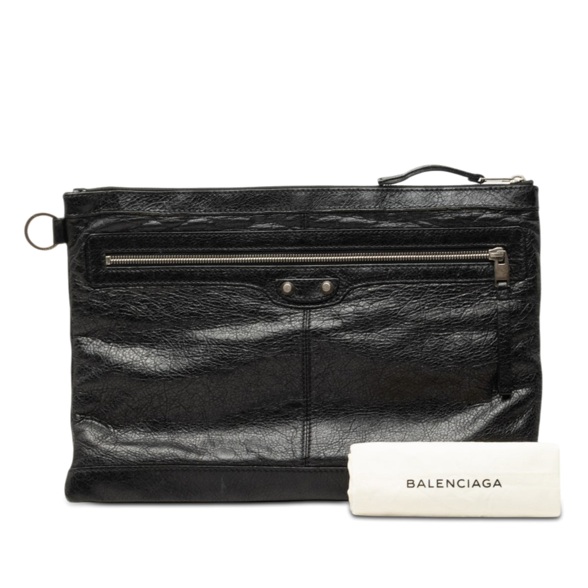Balenciaga Lambskin Motocross Classic Clip Clutch L