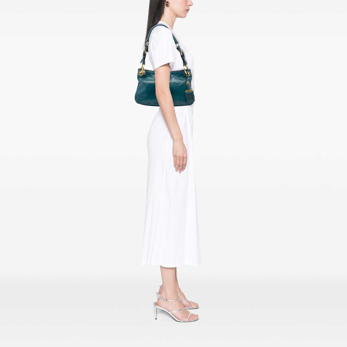 Prada Vitello Shine Shoulder Bag — Blue