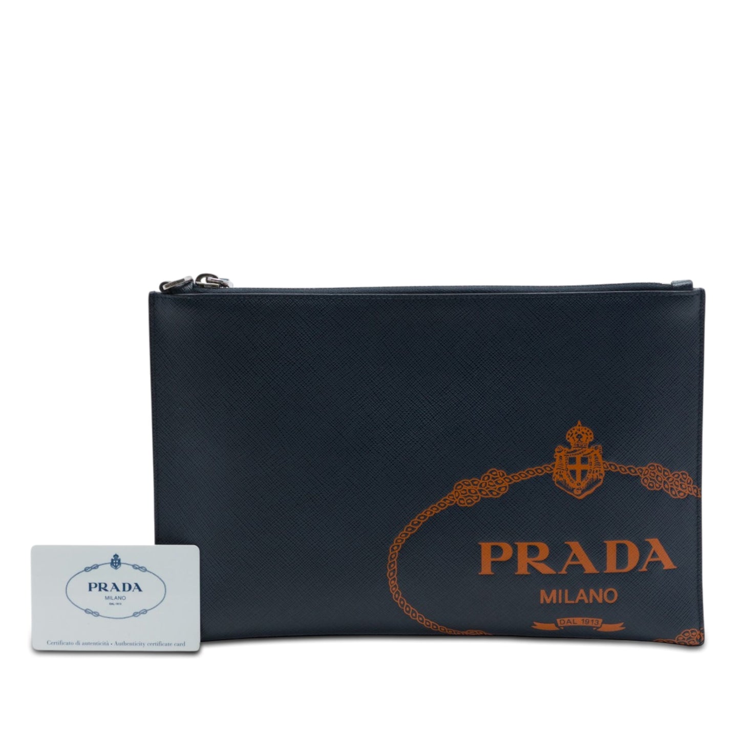 Prada Saffiano Logo Clutch