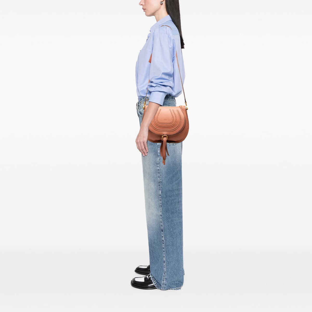 Chloé Medium Grained Calfskin Marcie Saddle Crossbody