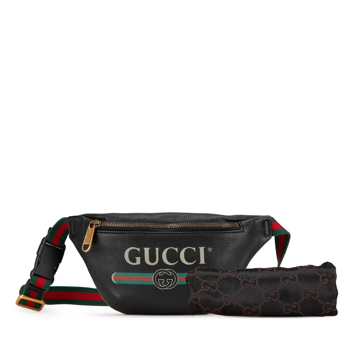 Gucci Small Grained Calfskin Web Logo Belt Bag